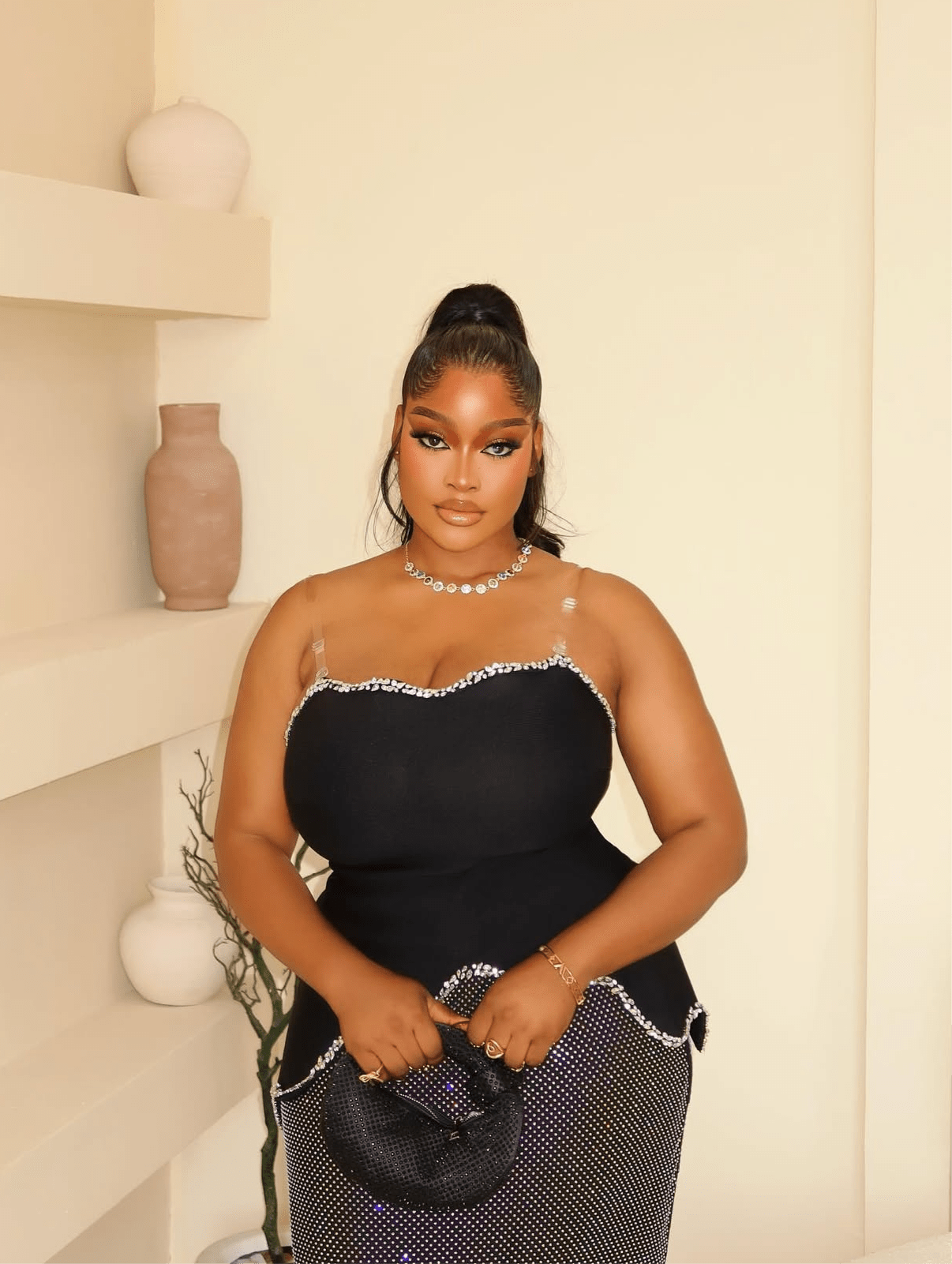 Rhinestone Strapless Crystal Two Piece Set Bandage Dress Photo Shoot Wear - Bandage city