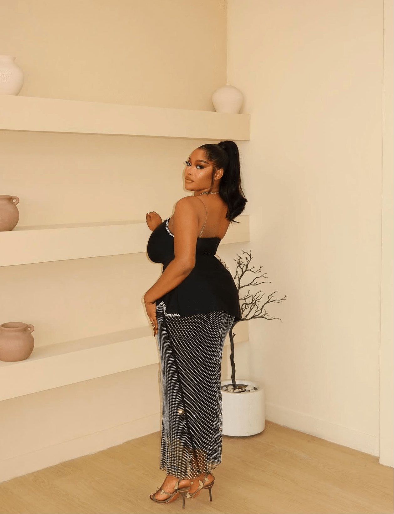 Rhinestone Strapless Crystal Two Piece Set Bandage Dress Photo Shoot Wear - Bandage city