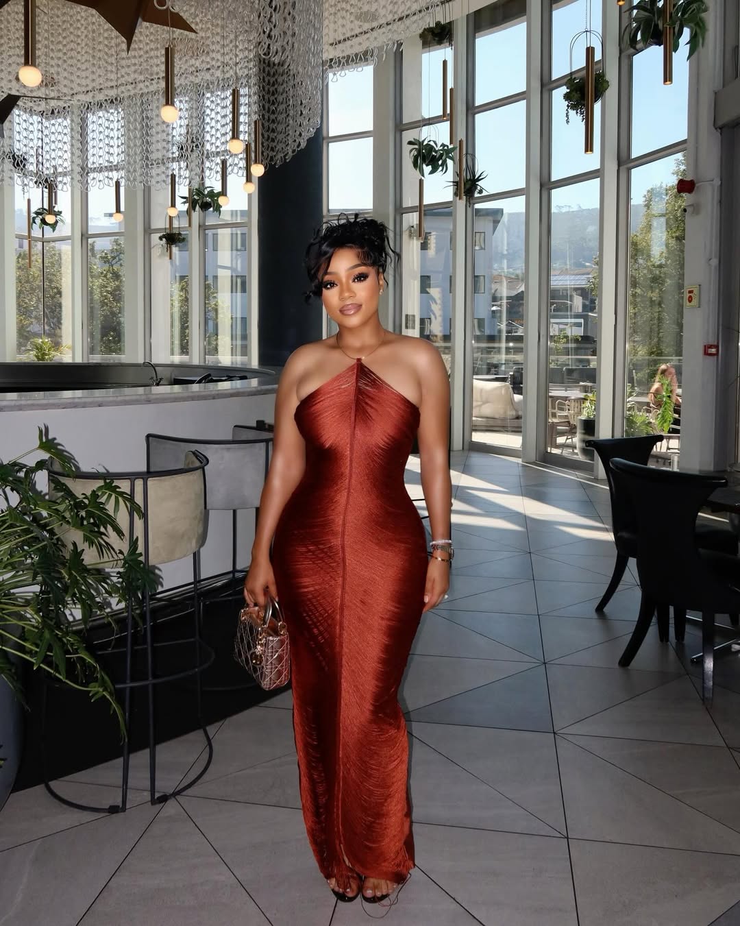 Luxe Textured Halter Gown with Hourglass Fit