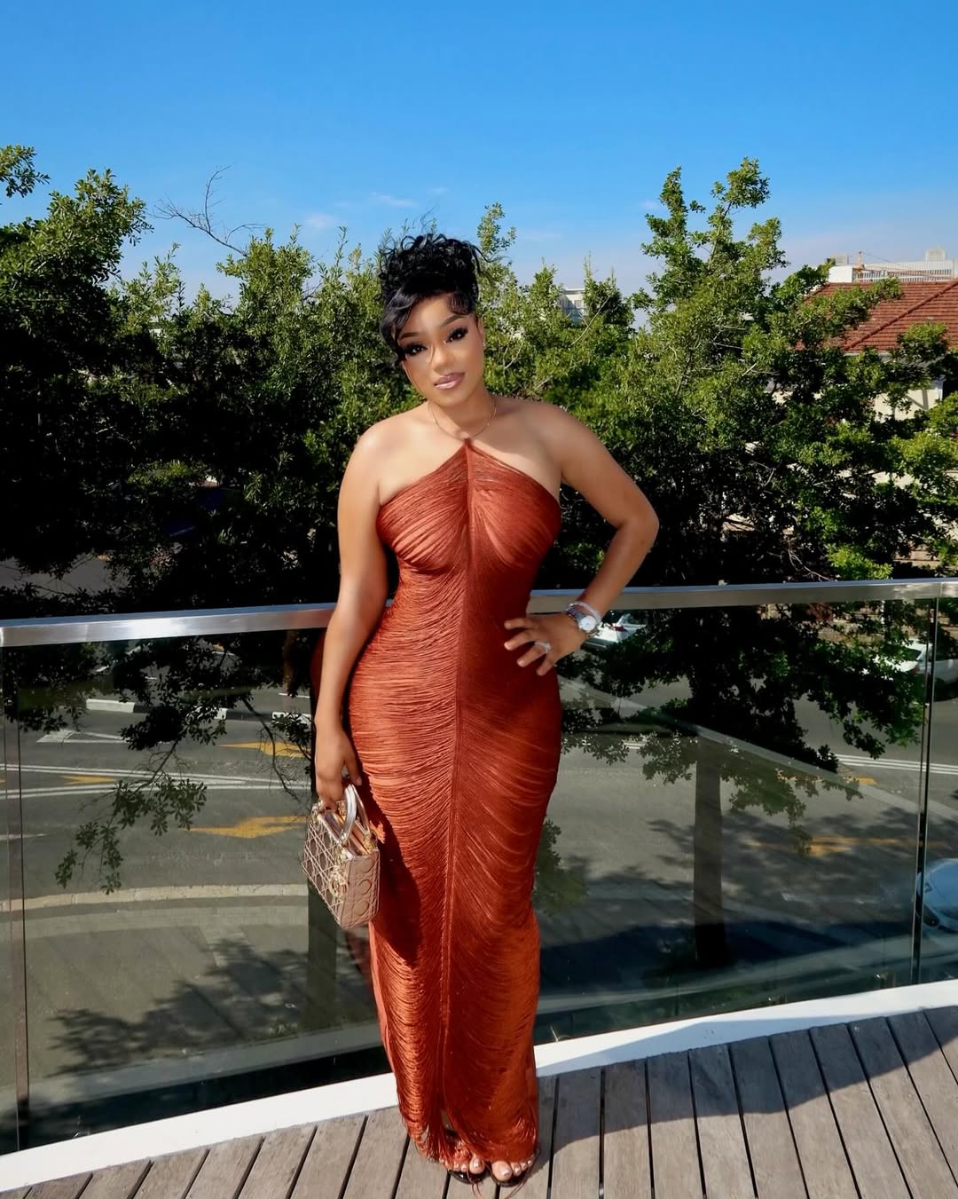 Luxe Textured Halter Gown with Hourglass Fit